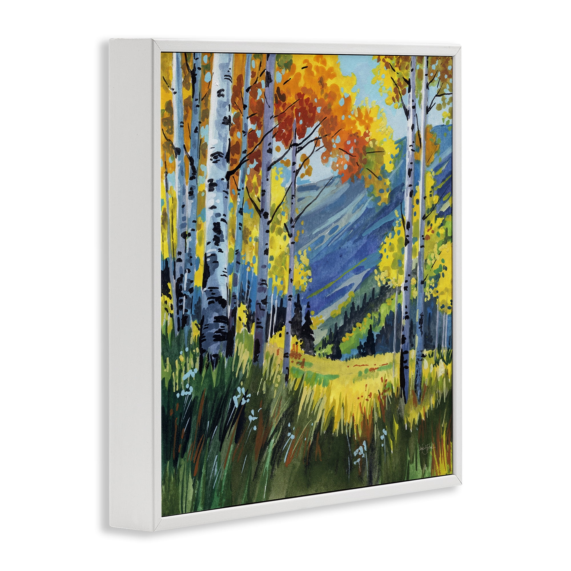 Stupell Industries Autumn Golden Birch Grove White Framed Giclee Art, design by Kate Jarvik Birch