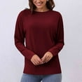 thumbnail image 2 of Maean Women Long Sleeve Shirts Basic Plain Casual Top Round Neck Pullover Fall Solid Color Blouse Sweatshirt, 2 of 7