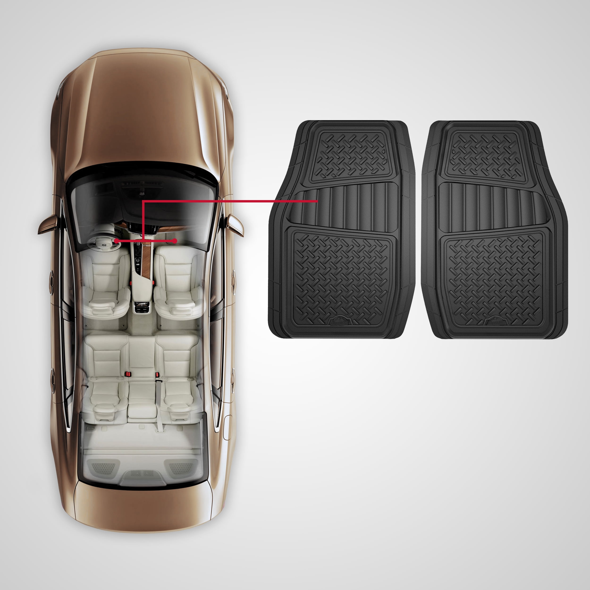 Armor All All-Weather Floor Mats for Trucks, Cars, and SUVs, Black, 2-Piece