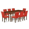 thumbnail image 2 of East West Furniture Dover 9-piece Wood Dining Set in Mahogany/Firebrick Red, 2 of 6