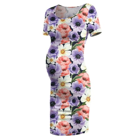 

GWAABD Adult and Kids Matching Onesies Clothes Mom Summer Fashion Women Floral Pregnancy Maternity Dresses