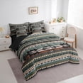 thumbnail image 3 of jejeloiu Western Boho Bohemian Twin Bedding Sets 7-Piece,Aztec Geometric Pattern Bedding Comforter Set,Green Black Sheet Sets For Adults,Luxury Bedroom Decor Reversible, 3 of 8
