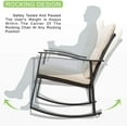 thumbnail image 5 of Vongrasig 3 Piece Outdoor Rocking Chair Set, PE Wicker Rattan Small Bistro Set, Front Porch Furniture Rocking Chairs Set of 2, Cushioned Patio Rocker Chair Set with Glass Table (Beige), 5 of 16