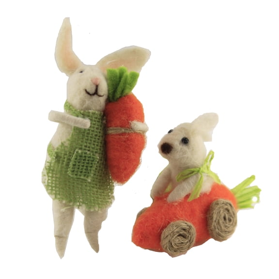 Holiday Ornament Cream Spring Bunnies Fabric Carrot Go Cart 107057.059