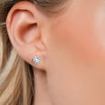 thumbnail image 4 of Gem Stone King 14K Yellow Gold White Created Sapphire Stud Earrings for Women Men (2.00 Cttw, Round 6MM), 4 of 6