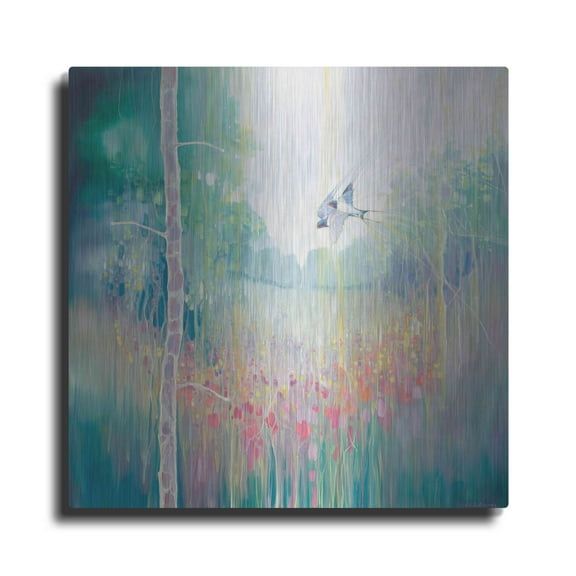 Luxe Metal Art 'Weaving Summer' by Gill Bustamante, Metal Wall Art, 12"x12"