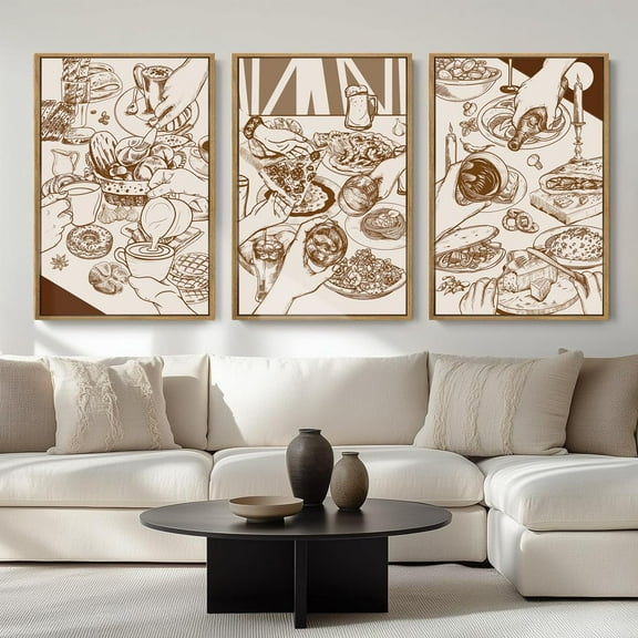 FCCUYE d Neutral Tree Canvas Wall Art 24 * 36 Inch Large Forest Bird Abstract Wall Decor Farmhouse Illustration Artwork for Living Room Bedroom Set of 3