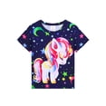 thumbnail image 3 of WIBACKER 2-Piece Summer Pajamas for Kids Girls Unicorn Short Sleeves Tee and Shorts Toddler Cool PJs Set Size 3-12Y, 3 of 13