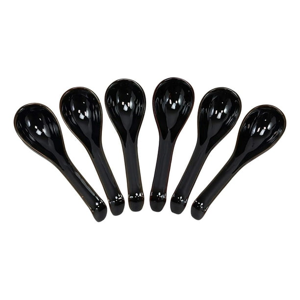 Ebros Japanese Modern Porcelain Soup Spoons With Ladle Hook Pack Of 6