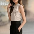 thumbnail image 6 of cocolona Summer Womens Satin Tank Tops Sleeveless Bow Tie Neck Blouses Dressy Casual Work Shirts, 6 of 7