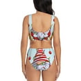 thumbnail image 3 of Wukai Funny Christmas Gnome Women's Bikini Set Two Piece,wimsuit High Waisted V Neck Twist Front Adjustable Spaghetti Straps Bathing Suit-, 3 of 7