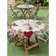 thumbnail image 3 of Outdoor Tablecloth with Umbrella Hole and Zipper, Valentine's Day Love Heart Round Table Cloth 60 Inch Waterproof Tablecloth, Rustic Eucalyptus Love Heart Picnic Table Cover for Patio Camping, 3 of 7
