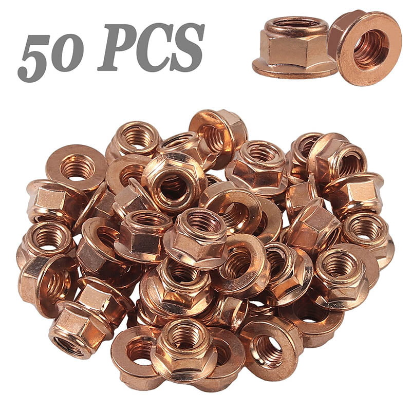 M10 x 1.5 Pitch High Temperature Copper Flashed Exhaust Manifold Nuts M8 x 1.25 