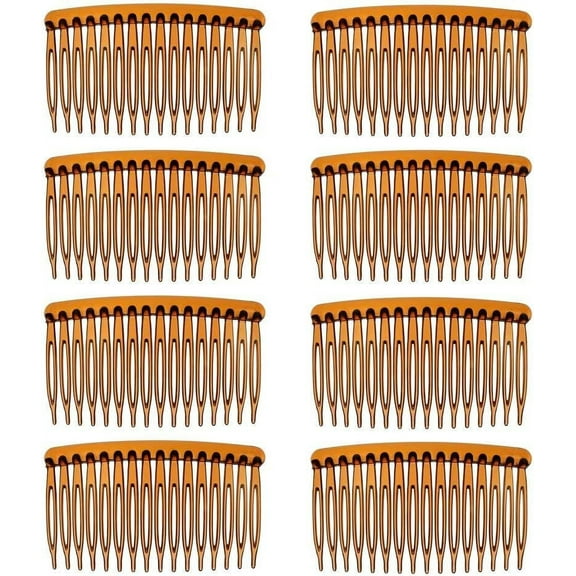 8 Pieces Hair Combs, 8.5 cm Hair Side Comb Set Slides Tortoise Plain Hair Combs Clear Plain Hair Combs Side Combs Hair Combs(Coffee)
