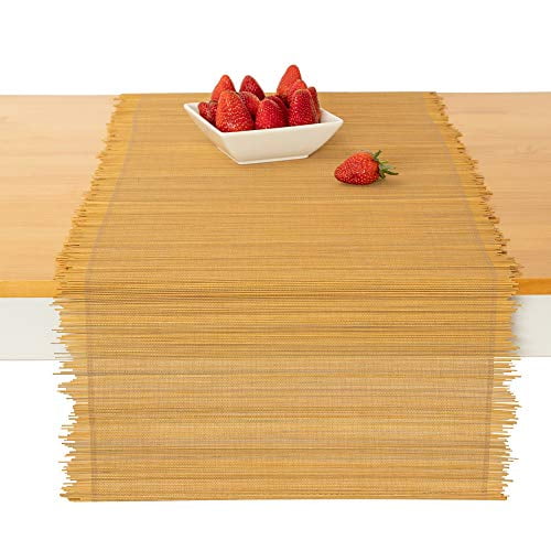 TÎŸMA TOV Natural Bamboo Table Runner Coffee Table Runner Handmade Home Decor for Kitchen 14