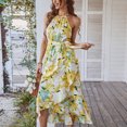 thumbnail image 4 of Moda mujer verano sin mangas sexy casual vendaje plisado estampado vestido largo Fridja  hjkh5365, 4 of 6