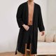 thumbnail image 1 of Batas de hombre informales con lazo en la cintura, cárdigan con bolsillo, manga larga, cuello en V, albornoz, pijamas para hombre, 1 of 9