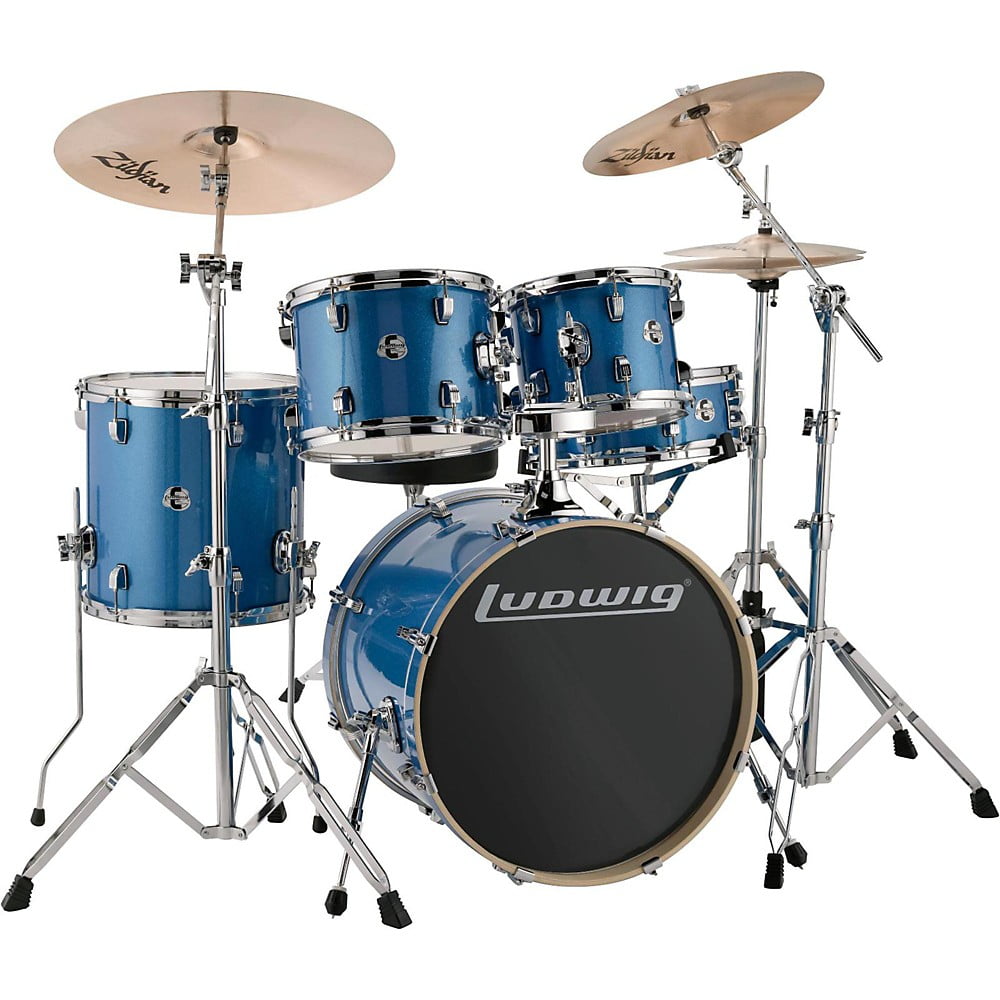 Ludwig LCEE20023 Element Evolution 5Piece Drum Set w/ Hardware & Cymbals Blue Sparkle