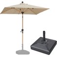 thumbnail image 1 of PURPLE LEAF 6' x 9' Patio Umbrella with Base Market Umbrella Rectangular Outdoor Umbrella with Push Button Tilt & Crank and 8 Ribs Aluminum Table Umbrella for Pool Backyard Beach, Taupe, 1 of 7