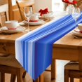 thumbnail image 2 of Table Runners 60 Inches Long, Blue Striped Cotton Linen Kitchen Dining Coffee Table Runner for Party Home Decor, Modern Abstract Art Wave Moire Gradient Tabletop Dresser Scarves Runner 13x60 Inch, 2 of 9