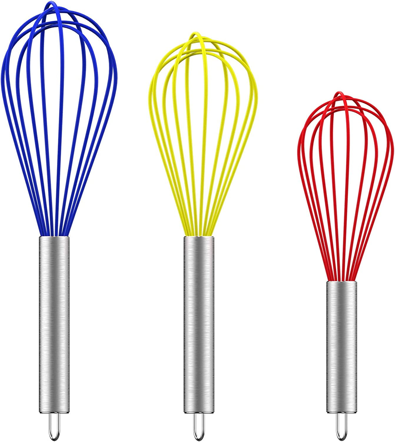 ReaNea Rainbow Whisk Set Pack of 3 Stainless Steel 8 10 12 Whisks for  Cooking, Beater, Kitchen Wire Wisk 