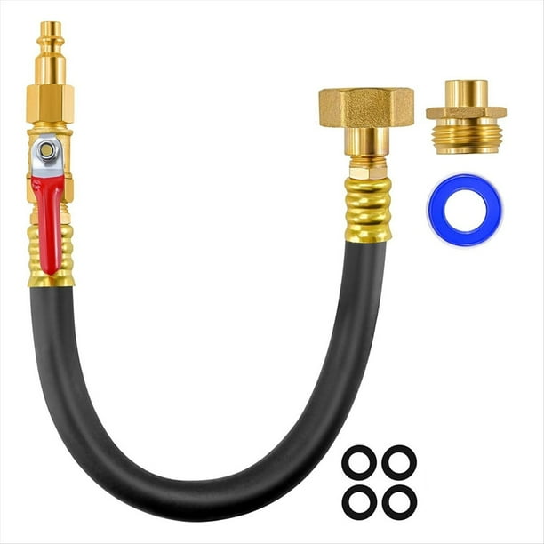 Kit Preparación para Invierno para Vehículos Recreativos, Purga Agua para Vehículos Recreativos, Conector Rápido Compresor Aire A Adaptador Purga Manguera 3/4 Pulgada con Válvula