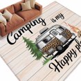 thumbnail image 2 of Camping Is My Happy Place Washable Living Room Rugs 5'x8', Leopard RV Vintage Wood Grain Low Pile Throw Large Area Rug Non-Slip Sturdy Edge Binding Carpet for Living Room Kitchen Office, 2 of 9