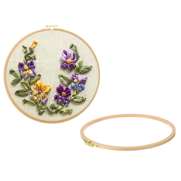 Uxcell 2 Pieces 11 Inch Beech Wood Embroidery Hoops, Circle Cross Stitch Hoop Frames with Adjustment Brass Screw