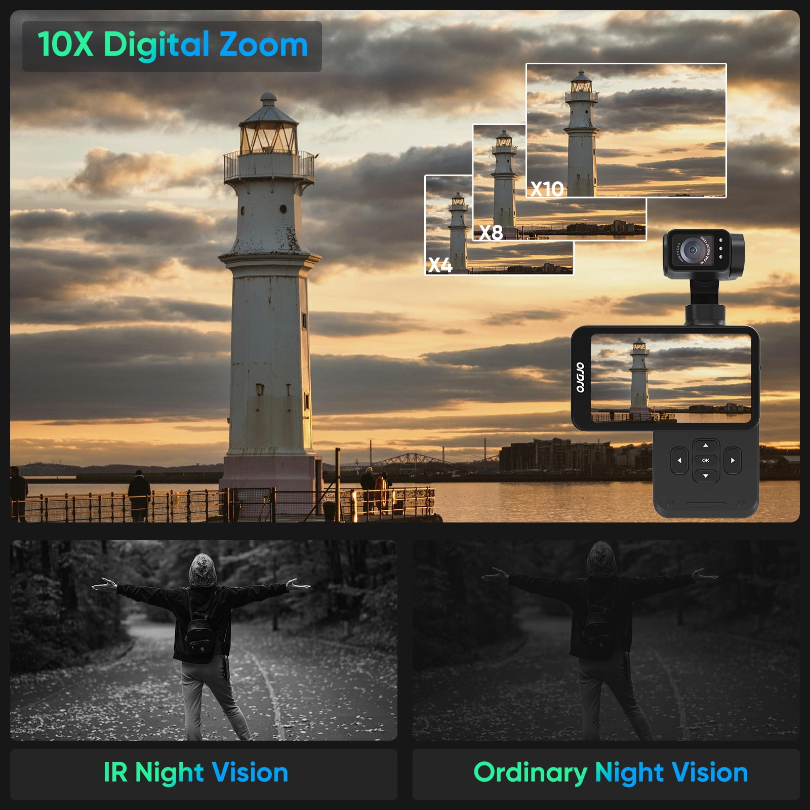 ORDRO M5 Pocket Cameras 5K/30fps Vlogging Camcorder 1.25'' CMOS 3-Axis Stabilization Digital Camera