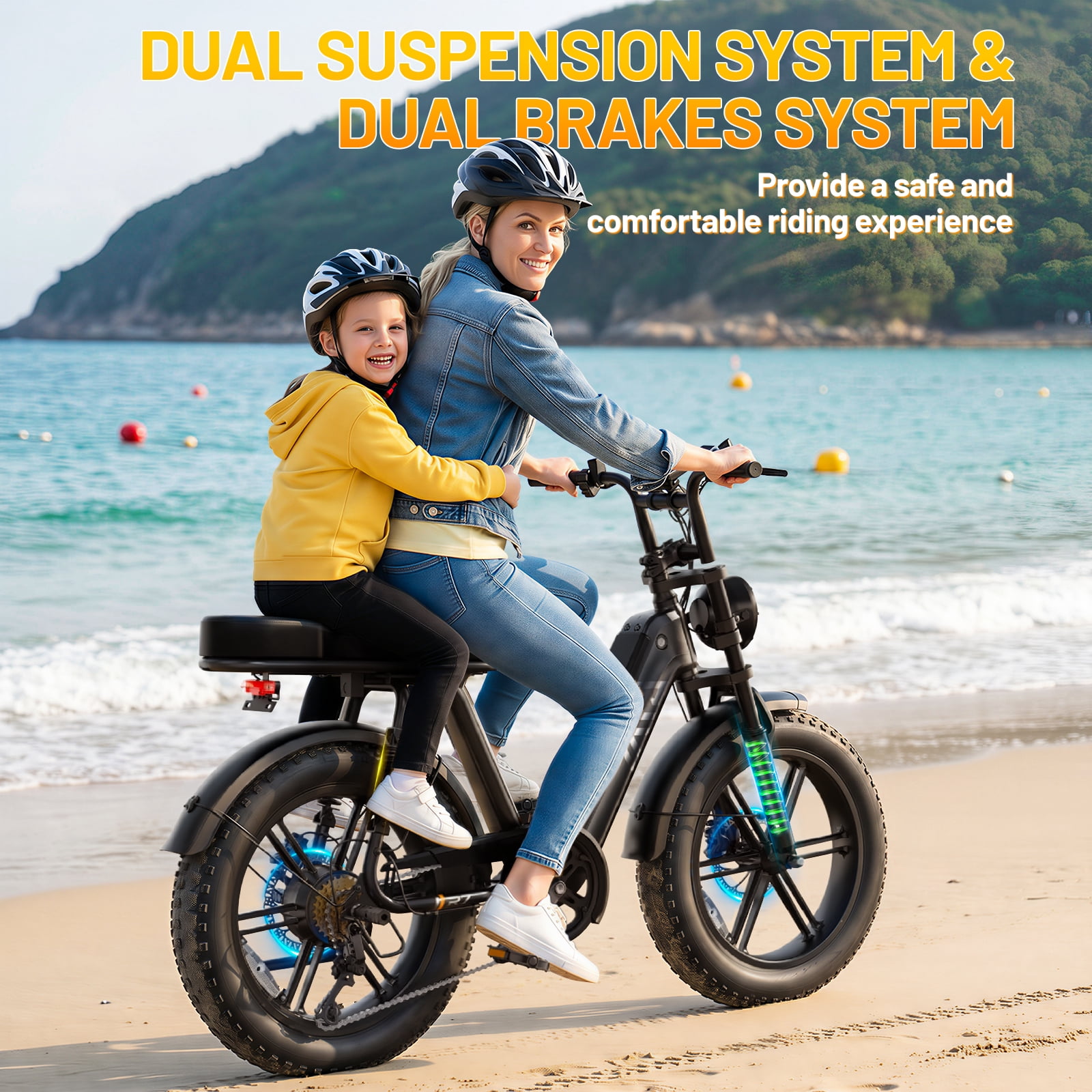 TST Electric Bike for Women, 20"x4" Fat Tire, E Mountain Bike, 750W Motor 48V/15AH UL2849, Dual Hydraulic Disc Brakes, Full Suspension