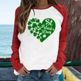 thumbnail image 2 of QIPOPIQ T-Shirts à Manches Longues pour Femmes Col Rond T-Shirts de la Saint-Patrick T-Shirts Imprimés Trèfle de Printemps T-Shirt Vert Chanceux Tunique Patchwork Offres de Vacances, 2 of 6