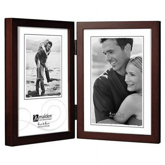 Concepts Series Wood Frame for 4x6" Double Vertical Photograph, Walnut