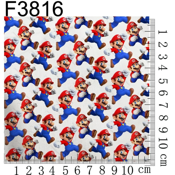 Tela de poliéster y algodón estampada con diseño de Super Mario, 45 x 145 cm, para costura de patchwork, confección de vestidos y prendas de media yarda