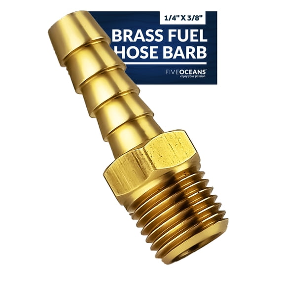 Brass Fuel Hose Barb 1/4" NPT Thread x 3/8" Hose - FO4277