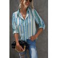 thumbnail image 2 of POGLIP Femmes Bleu Ciel Assez Doux Bouton Rayé en Haut, 2 of 6