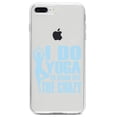 thumbnail image 1 of DistinctInk Clear Shockproof Hybrid Case for iPhone 7 PLUS / 8 PLUS (5.5" Screen) TPU Bumper Acrylic Back Tempered Glass Screen Protector - I Do Yoga to Burn Off the Crazy, 1 of 5