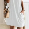 thumbnail image 5 of BLVB Casual Dresses for Women V Neck Plain Loose Summer Short Sleeve T Shirts Dress Short Lounge Dress with Pockets, 5 of 7