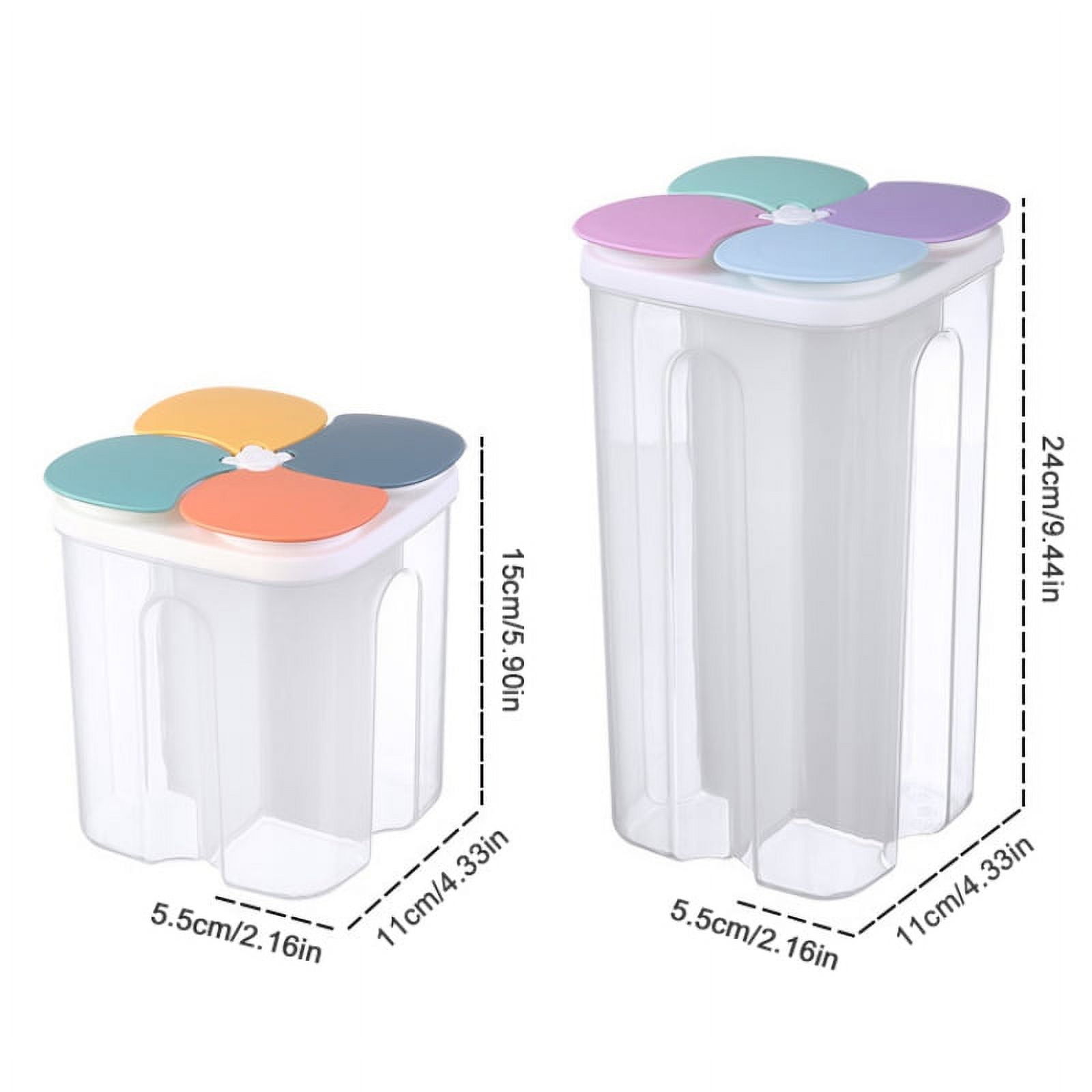 Set of 2 Food Storage Containers Four Compartments Removable Airtight Plastic Storage Container for Kitchen Pantry BPA Free