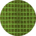 thumbnail image 1 of Ahgly Company Indoor Round Checkered Green Modern Area Rugs, 4' Round, 1 of 4