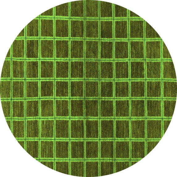 Ahgly Company Indoor Round Checkered Green Modern Area Rugs, 4' Round