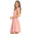 thumbnail image 2 of Women's Casual Solid Short Sleeve Ribbon Belted Flared A Line Swing Dresses, 2 of 6