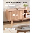 thumbnail image 3 of VEVOR TV Stand, Boho Entertainment Center for TVs up to 59 in, 350 lbs Load Capacity, TV Media Console Table with Adjustable Open Storage Shelves & Sliding Door for Living Room, Bedroom, Burlywood, 3 of 9