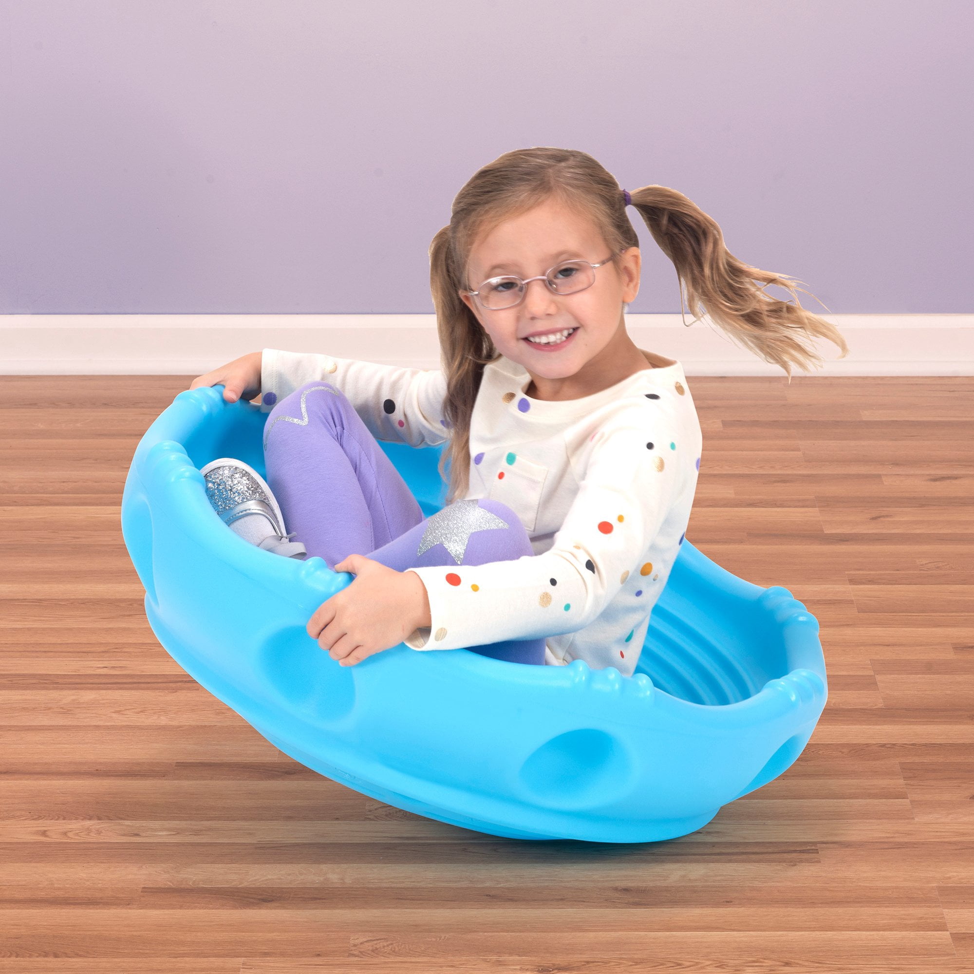 Simplay3 Rock Around Wobble Disk: Rock, Spin, & Climb Plastic Seesaw Toy, Sky Blue