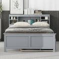 thumbnail image 2 of Bellemave Full Size Captain Bed with Storage Bookcase Headboard and USB Charging Ports Storage Platform Bed with Trundle and Drawers Wooden Bed Frame for Teens, Adult (Full, Gray), 2 of 10