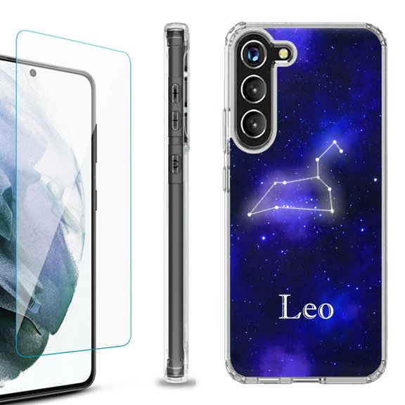 OneToughShield ® for Samsung Galaxy S23  S23 Plus 5G Shockproof Bumper Phone Case, with Tempered Glass Screen Protector - Leo