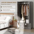 thumbnail image 4 of HOMCOM Wardrobe Closet, Armoire with Drawers and Hanging Rail for Bedroom, 4 of 10