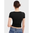 thumbnail image 4 of Women's Scoop Neck Short Sleeve T Shirt Slim Fit Sexy Tops, 4 of 6