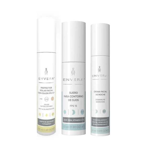 Kit Manchas Protector Solar FPS50 Envera Suero Facial Crema de Noche