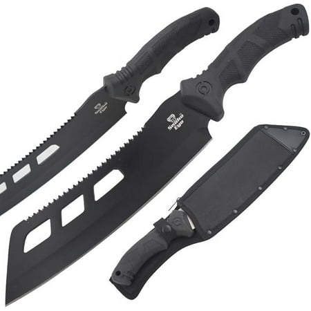 Snake Eye Tactical Saw-back Teeth Hunting Knife - 10 inches Sheepfoot Blade For Outdoor Use