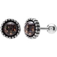 thumbnail image 3 of Retro Vintage Stainless Steel Created Fire Opal Style Round Shape Stud Earrings, 3 of 4